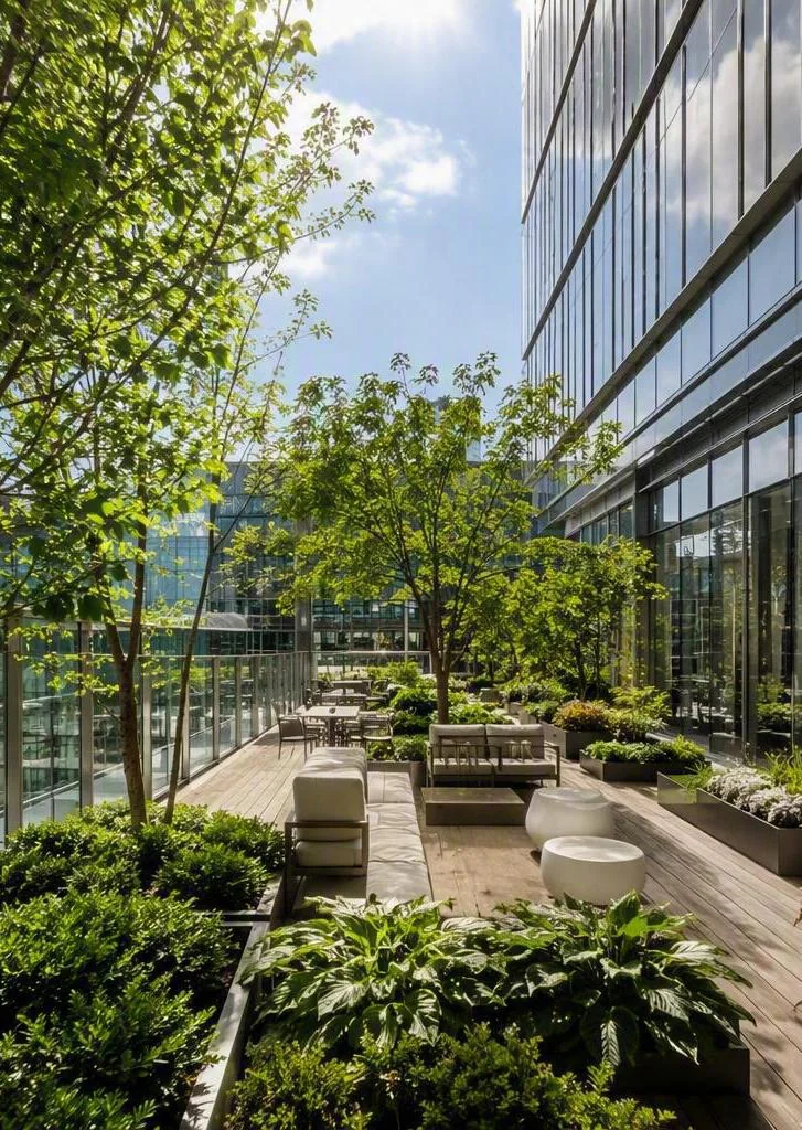Landscaped commercial property