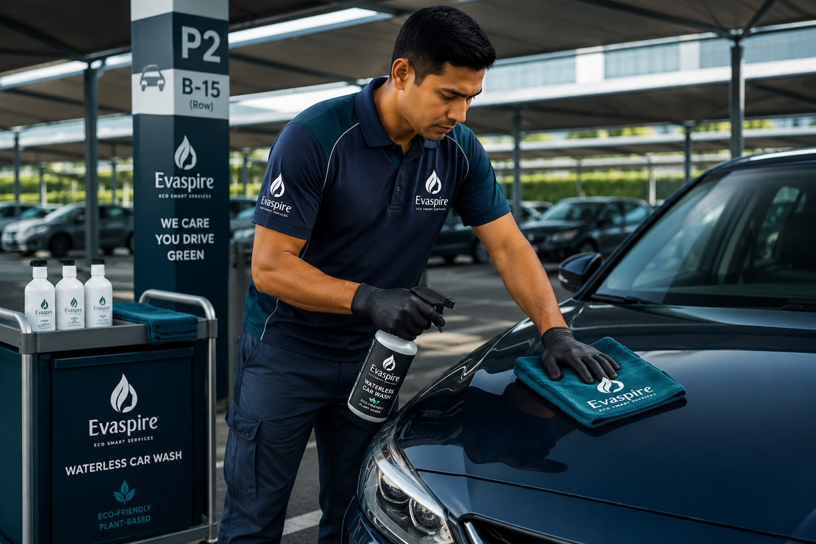 Evaspire sustainable waterless car wash service
